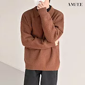 【AMIEE】韓風復古V領針織衫毛衣(男裝/KDTQ-Z28) L 咖啡