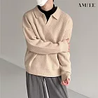 【AMIEE】韓風復古V領針織衫毛衣(男裝/KDTQ-Z28) M 卡其