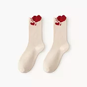 JDS 設計襪  ins風潮可愛立體學院棉襪 肉色小红心