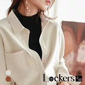 【Lockers 木櫃】秋冬燈芯絨寬鬆顯瘦襯衫外套 L112121806 L 乳白色L