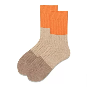 JDS 設計襪  日系拚色條紋棉質襪     * 橘色拼接