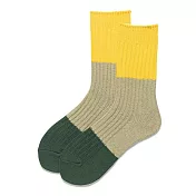 JDS 設計襪  日系拚色條紋棉質襪     * 黃藍拼接