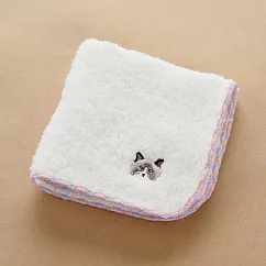 【日本friendshill】可愛動物刺繡純綿方巾 ‧ 貓咪