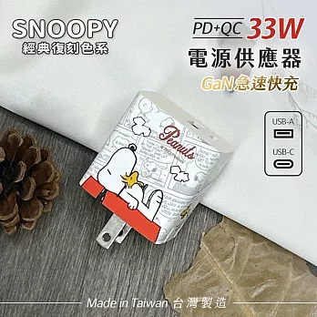 【正版授權】SNOOPY史努比 GaN氮化鎵 PD 33W充電器 經典復刻色系 鳳梨酥系列 紅屋