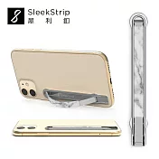 【SleekStrip犀利釦】手機握帶支架(經典款) 銀框 x 白大理石