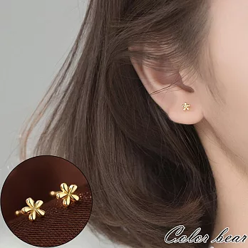 【卡樂熊】S925銀簡約迷你金銀花朵造型耳環/耳針(兩色)- 金色花朵