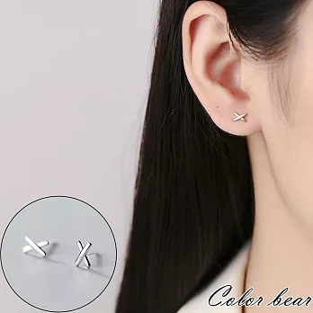 【卡樂熊】S925銀簡約迷你交叉造型耳環/耳針(兩色)- 銀色交叉
