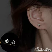 【卡樂熊】S925銀簡約迷你玫瑰造型耳環/耳針(兩色)- 銀色玫瑰