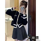 【Jilli~ko】小香風經典短款打底開扣針織衫 J11390  FREE 黑色