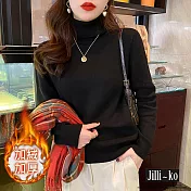 【Jilli~ko】加絨加厚高領保暖女打底針織衫 J11389  FREE 黑色