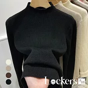 【Lockers 木櫃】冬季針織半高領套頭保暖毛衣 L112122501 F 黑色F