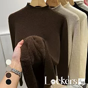【Lockers 木櫃】冬季針織半高領套頭保暖毛衣 L112122501 F 咖啡色F