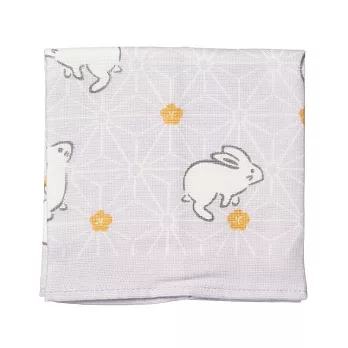 【Towel Museum】Saika日本萬用紗布純棉方巾 ‧ 梅花白兔(紫)