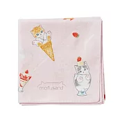 【Towel Museum】日本mofusand貓咪冰淇淋 柔軟純棉萬用手巾 ‧ 粉
