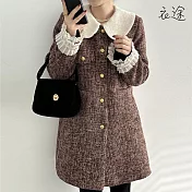 [衣途]輕奢小香風保暖羽絨外套M-L(過年穿搭/新年穿搭/買新衣/KDCQ-B687) L 棕紅色