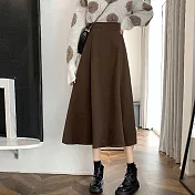 【AnZa】日系復古輕毛呢半身裙長裙(3色)     M 咖啡