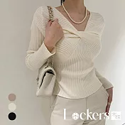 【Lockers 木櫃】秋冬韓國東大門修身顯瘦針織上衣 L113010201 XL 米白色XL