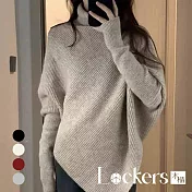 【Lockers 木櫃】秋冬爆款韓系慵懶不規則高領毛衣 L113010203 XL 卡其色XL