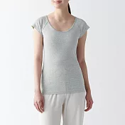 【MUJI 無印良品】女有機棉針織法式袖T恤 S 灰色