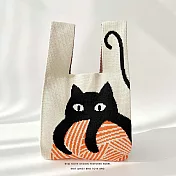 【JP生活館 】韓國小眾設計針織編織個性百搭手提包 * 黑貓