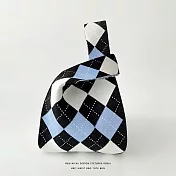 【JP生活館 】韓國小眾設計針織編織個性百搭手提包 * 菱形格蓝黑