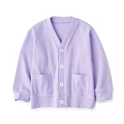 【MUJI 無印良品】兒童二重織V領開襟衫 110 紫色