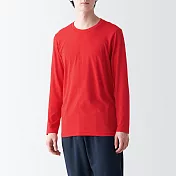 【MUJI 無印良品】男棉混保暖圓領長袖T恤 XL 紅色
