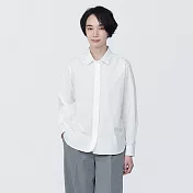 【MUJI 無印良品】女有機棉水洗平織布長袖襯衫 XL 白色