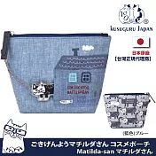 【Kusuguru Japan】日本眼鏡貓 零錢包 Matilda-san系列 立體掛飾可拆式設計 小物收納 化粧包 -藍色