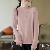 【初色】簡約微立領絨感長袖打底衫T恤上衣-共6色-31564(M-2XL可選) XL 粉色
