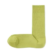 【MUJI 無印良品】男棉混不易鬆脫螺紋直角襪25-27cm 淡綠色