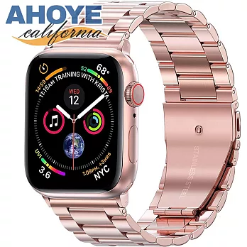 【Ahoye】38/40mm Apple Watch 不鏽鋼金屬錶帶 玫瑰金