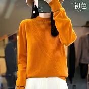 【初色】寬鬆顯瘦保暖半高領圓領長袖毛衣針織衫上衣女上衣-共4色-32008(F可選) F 橘色