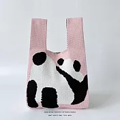 【JP生活館 】韓國小眾設計針織編織個性百搭手提包 * 粉色熊貓
