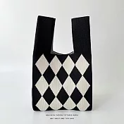 【JP生活館 】韓國小眾設計針織編織個性百搭手提包   * 菱形格黑