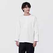 【MUJI 無印良品】男有機棉水洗粗織寬版九分袖T恤 XL 白色