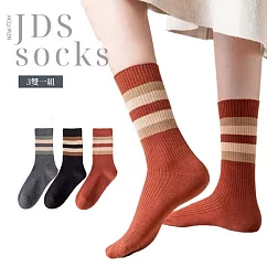 JDS.SOCKS 日系簡約防臭吸汗條紋襪 * (三色一組，不挑)