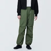 【MUJI 無印良品】女棉混聚酯纖維降落傘舒適長褲 XL 深綠