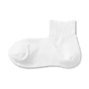 【MUJI 無印良品】女棉混足口柔軟舒適足底圈絨直角短襪23-25cm 柔白