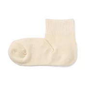 【MUJI 無印良品】女棉混足口柔軟舒適足底圈絨直角短襪23-25cm 原色