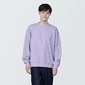 【MUJI 無印良品】男二重織圓領衫 L 粉紫