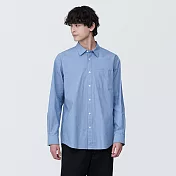 【MUJI 無印良品】男水洗平織布長袖襯衫 XL 藍色