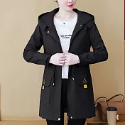 【MsMore】 工裝式外套小個子大衣百搭中長款長袖連帽風衣# 120763 3XL 黑色