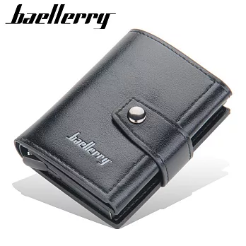 【Baellerry 佰利瑞】11卡防消磁鋁盒自動彈卡收納短夾(K9146) _黑色