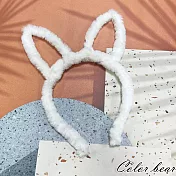 【卡樂熊】暖暖法蘭絨兔子耳朵造型髮箍(三色)- 白色