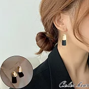 【卡樂熊】S925銀針啞光磨砂拼接造型耳環/耳釘- 金色