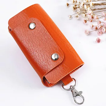 【素包包】鑰匙有個家-多彩實用頭層牛皮鑰匙包 _橘色