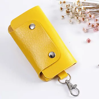 【素包包】鑰匙有個家-多彩實用頭層牛皮鑰匙包 _黃色