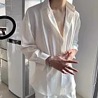 【AMIEE】禁慾系垂墜感質感長袖襯衫(男裝/KDTY-C06) M 白色