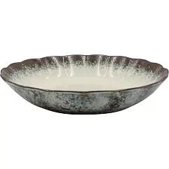 【小倉陶器】日本美濃燒 釉彩輪花 陶瓷深盤22cm